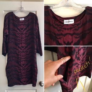 Emilio Pucci Rayon Drk Brown- Burgundy Shift Dress Like New